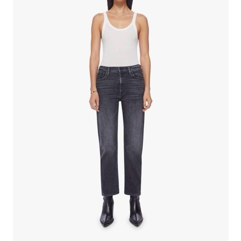 Mother The Ditcher Zip Ankle High Rise Black Jeans in Smoking Section Size 26 - Picture 2 of 10